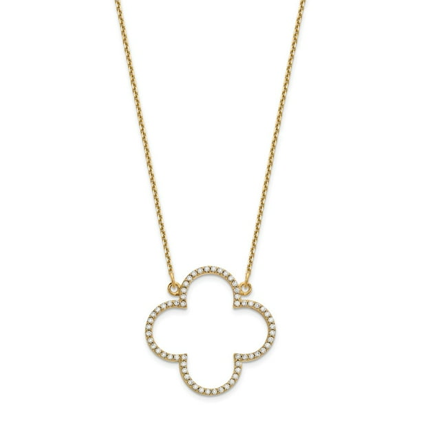 14k Yellow Gold Small Quatrefoil Design Necklace Chain Slide Pendant Charm Fine Jewelry Gifts For Women For Her 14k Yellow Gold Small Quatrefoil Design Necklace Chain Slide Pendant Charm Fine Jewelry Gifts For Women For Her